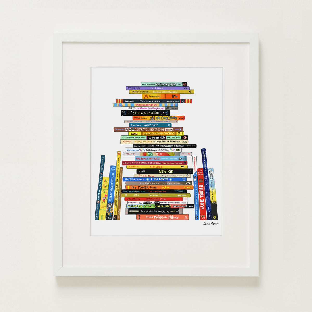 Wall Art Print, Bookshelf Illustration 1163, Archival Pigment Ink on Fine Art Paper for Decorative Book-Themed Displays image 2