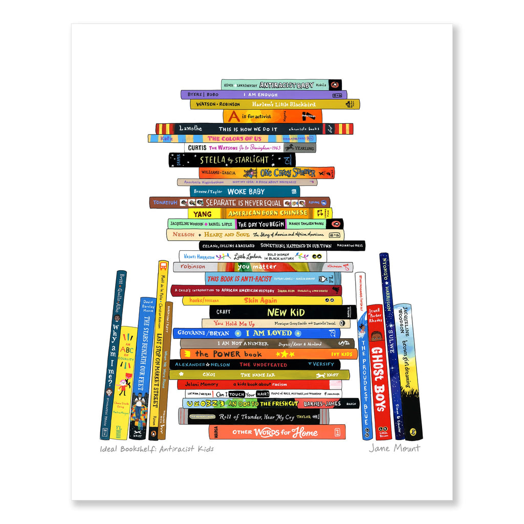 Wall Art Print, Bookshelf Illustration 1163, Archival Pigment Ink on Fine Art Paper for Decorative Book-Themed Displays image 1