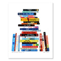 Wall Art Print, Bookshelf Illustration 1165, Archival Pigment Ink on Fine Art Paper for Decorative Book-Themed Displays image 1