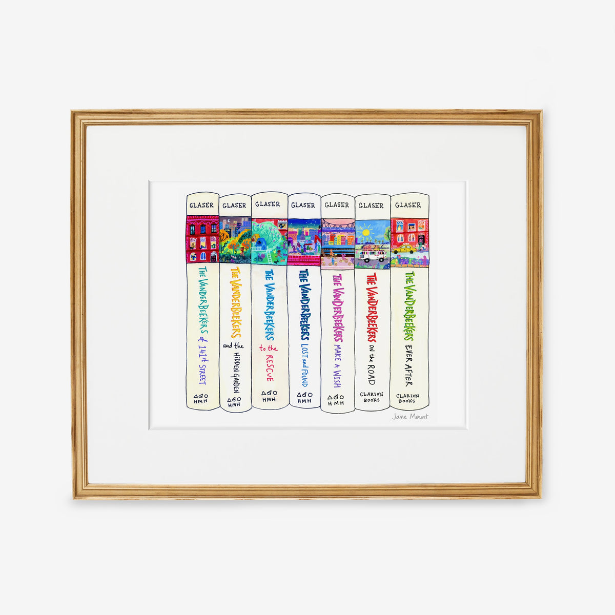 Wall Art Print, Bookshelf Illustration 1249, Archival Pigment Ink on Fine Art Paper for Decorative Book-Themed Displays image 4