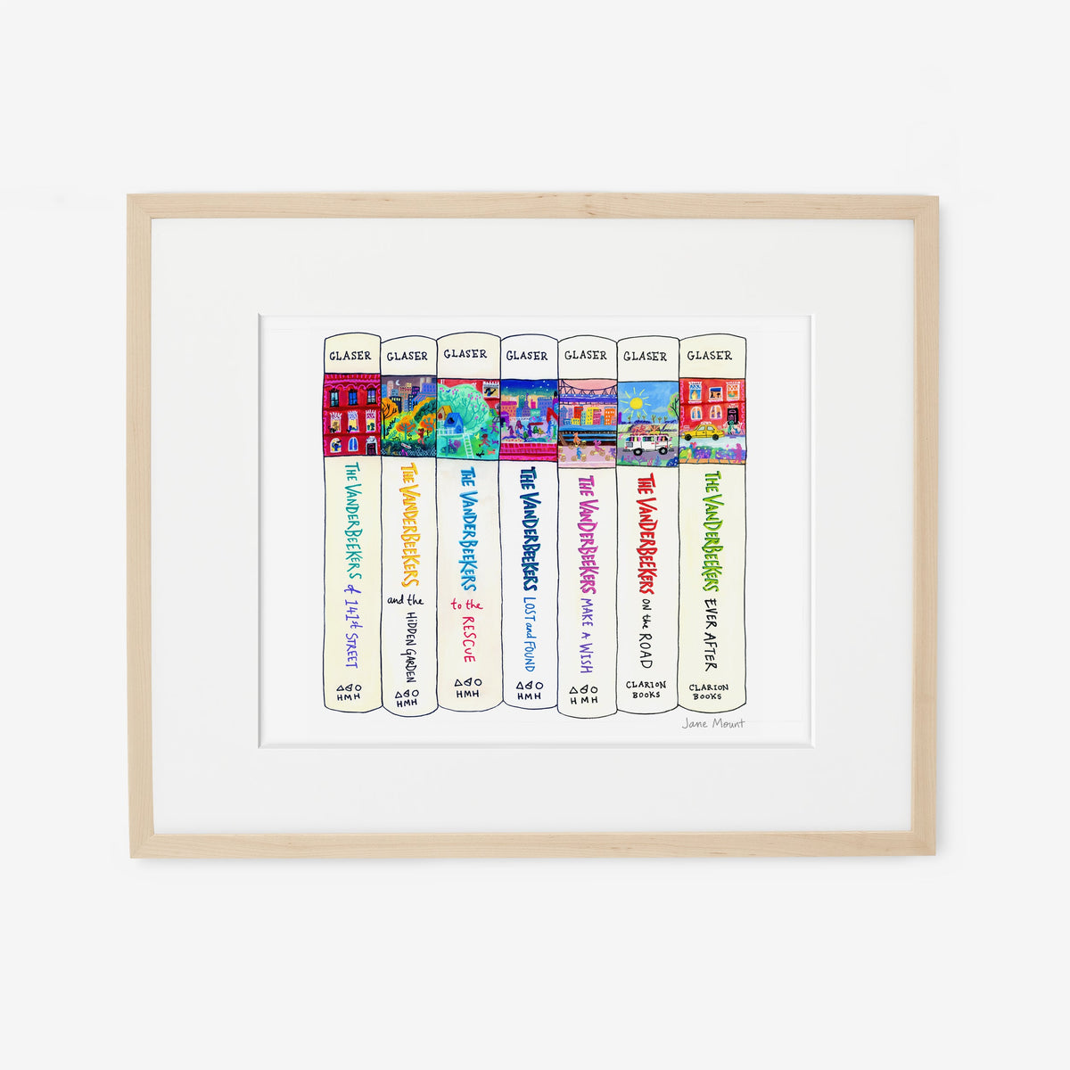 Wall Art Print, Bookshelf Illustration 1249, Archival Pigment Ink on Fine Art Paper for Decorative Book-Themed Displays image 2