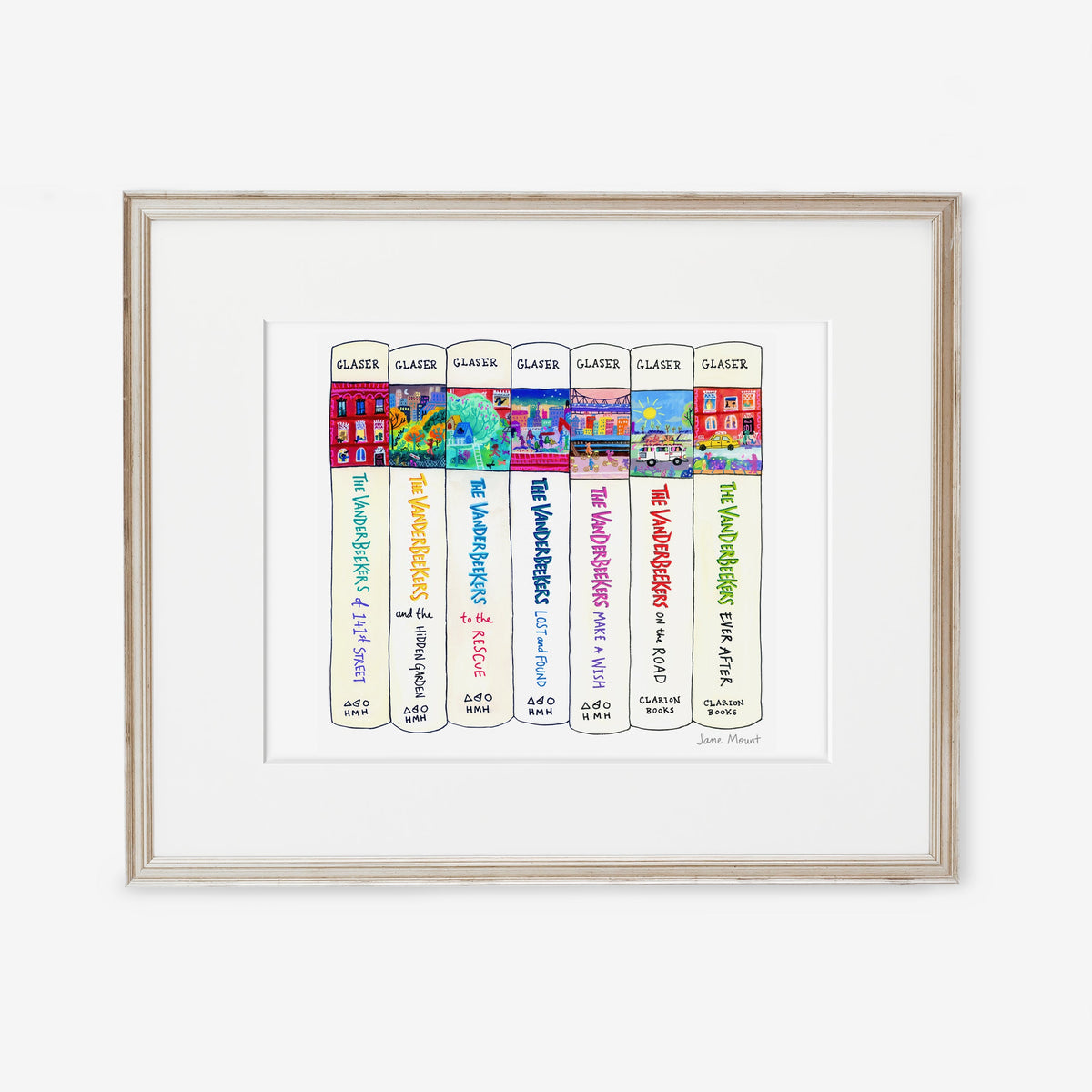 Wall Art Print, Bookshelf Illustration 1249, Archival Pigment Ink on Fine Art Paper for Decorative Book-Themed Displays image 5