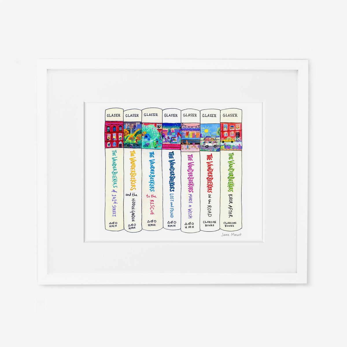 Wall Art Print, Bookshelf Illustration 1249, Archival Pigment Ink on Fine Art Paper for Decorative Book-Themed Displays image 3