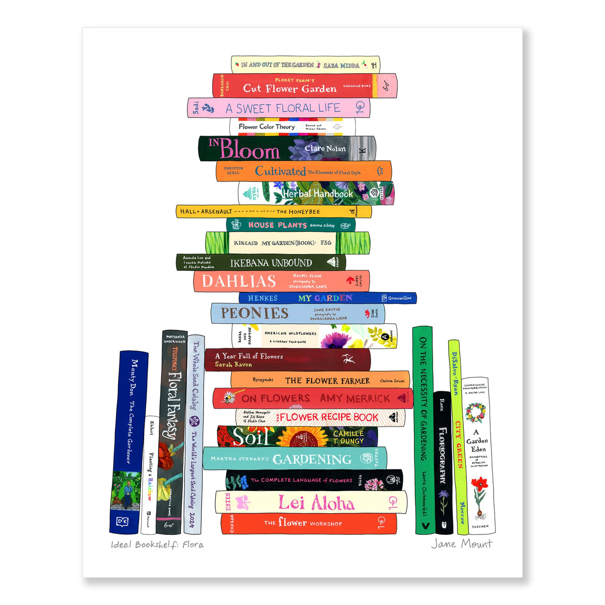 Wall Art Print, Bookshelf Illustration 1278, Archival Pigment Ink on Fine Art Paper for Decorative Book-Themed Displays image 1