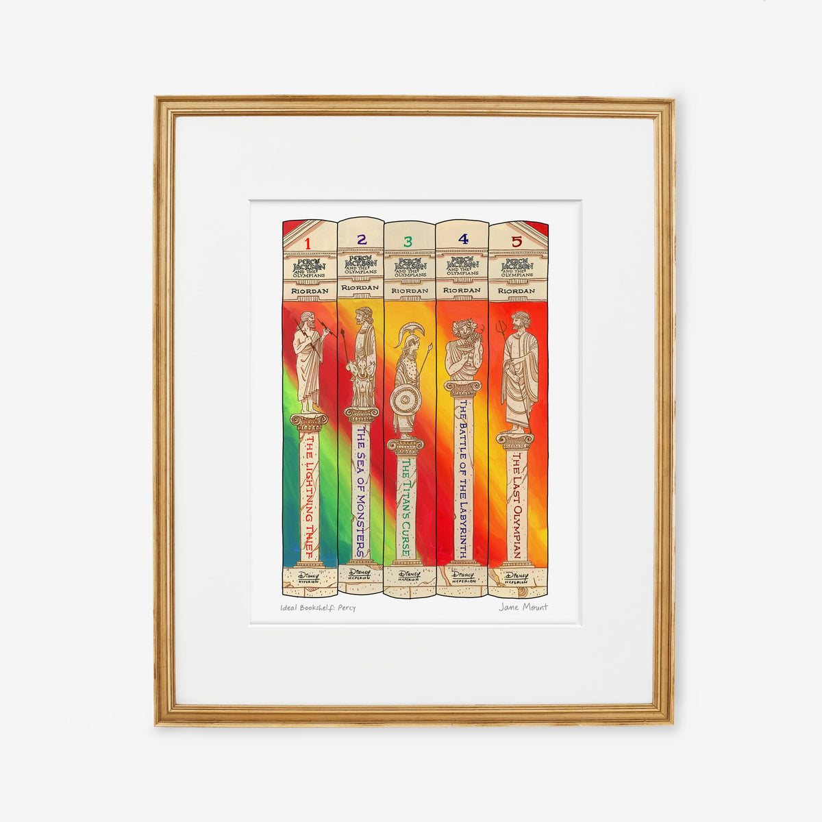 Wall Art Print, Bookshelf Illustration 1304, Archival Pigment Ink on Fine Art Paper for Decorative Book-Themed Displays image 4