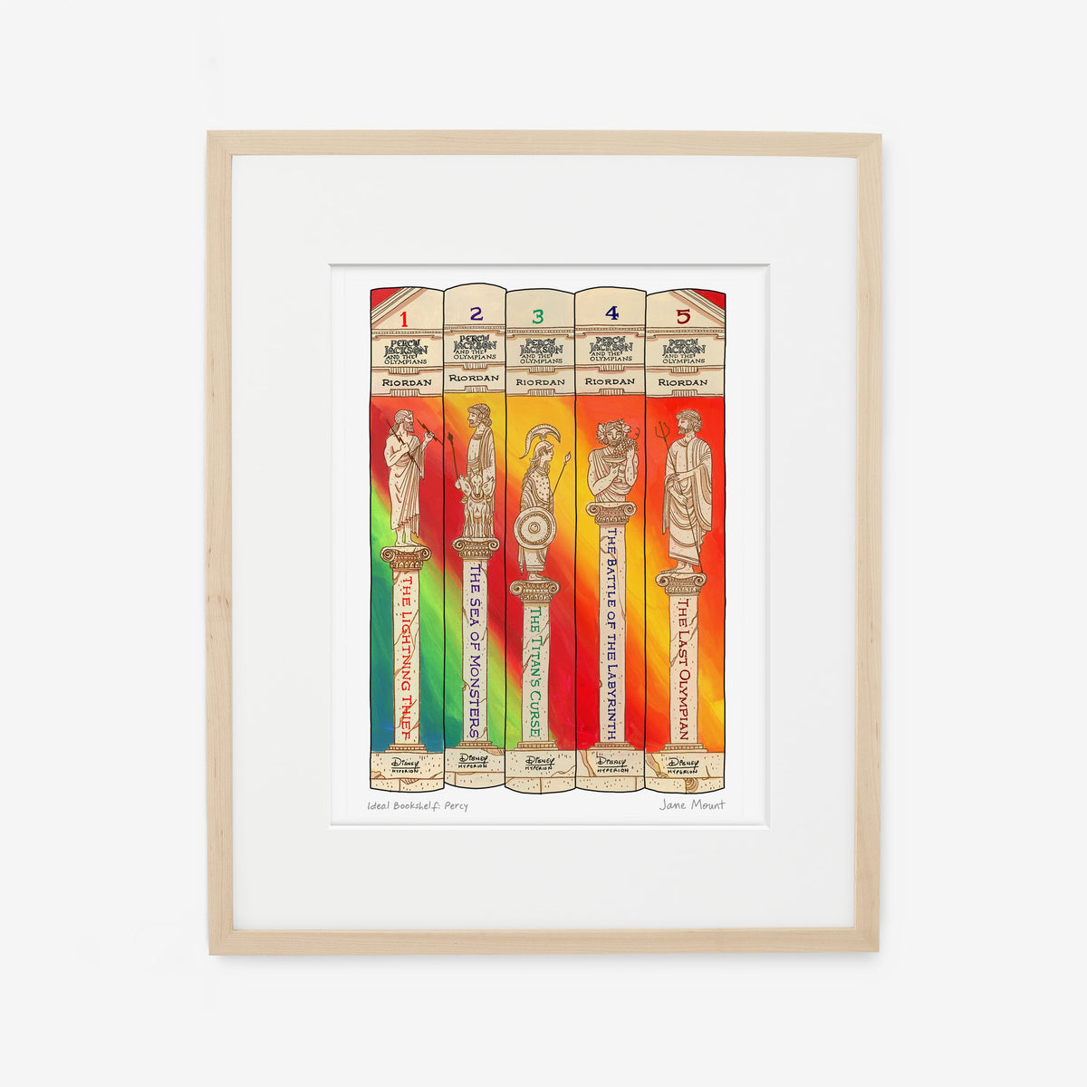 Wall Art Print, Bookshelf Illustration 1304, Archival Pigment Ink on Fine Art Paper for Decorative Book-Themed Displays image 5