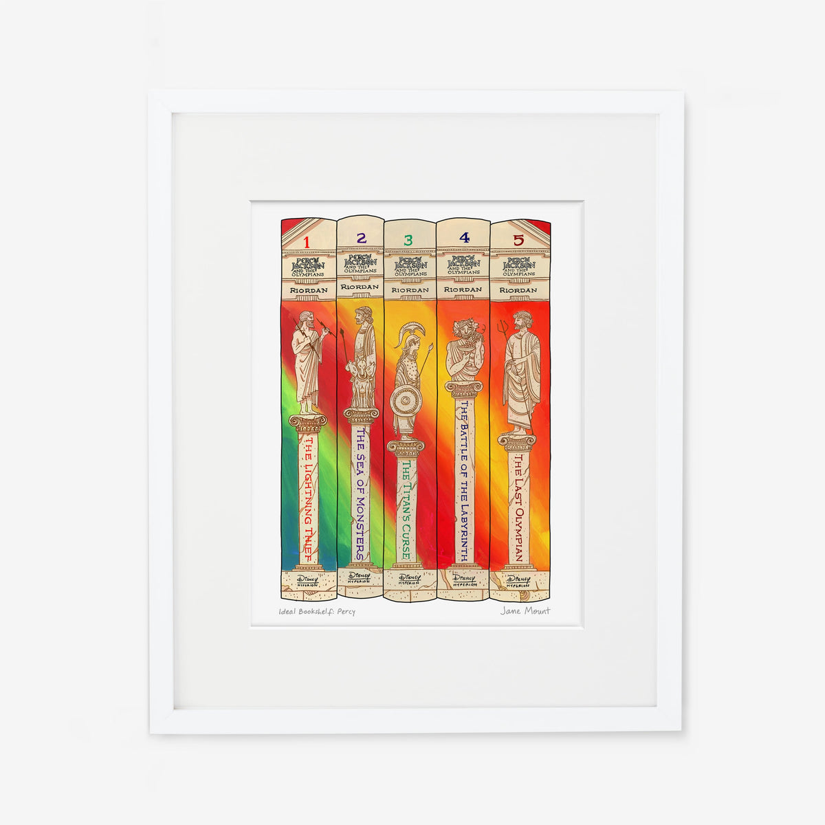 Wall Art Print, Bookshelf Illustration 1304, Archival Pigment Ink on Fine Art Paper for Decorative Book-Themed Displays image 3