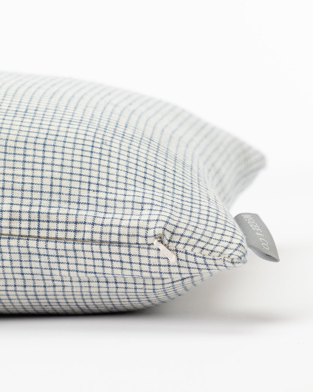 Decorative Pillow Cover, Blue and Cream with a Small Grid Pattern for Sofa and Bed Accents, Layered Textile Decor image 3