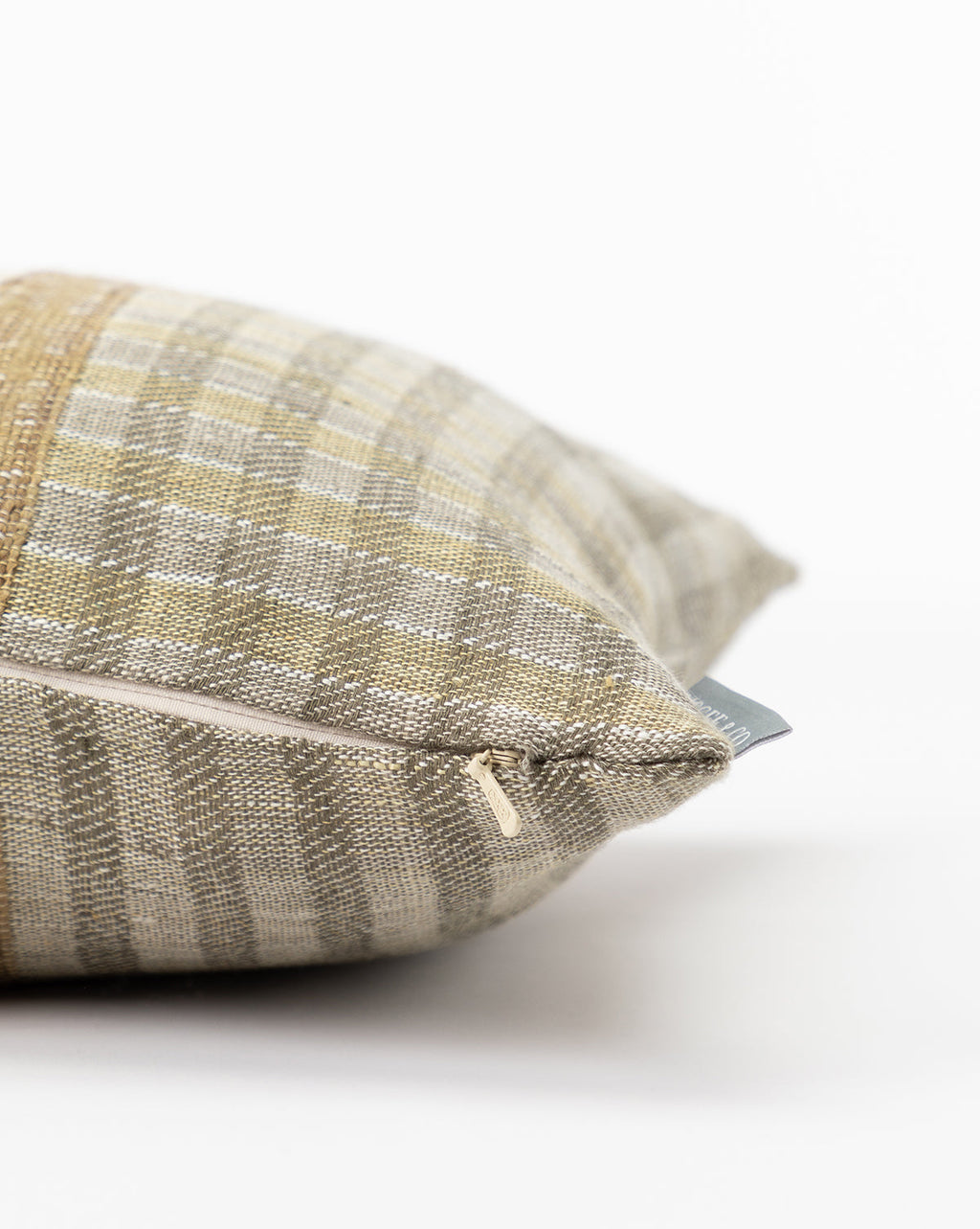 Decorative Pillow Cover, Handwoven Natural Materials with Cream, Brown and Blue Stripes for Layered Home Textile Decor image 4