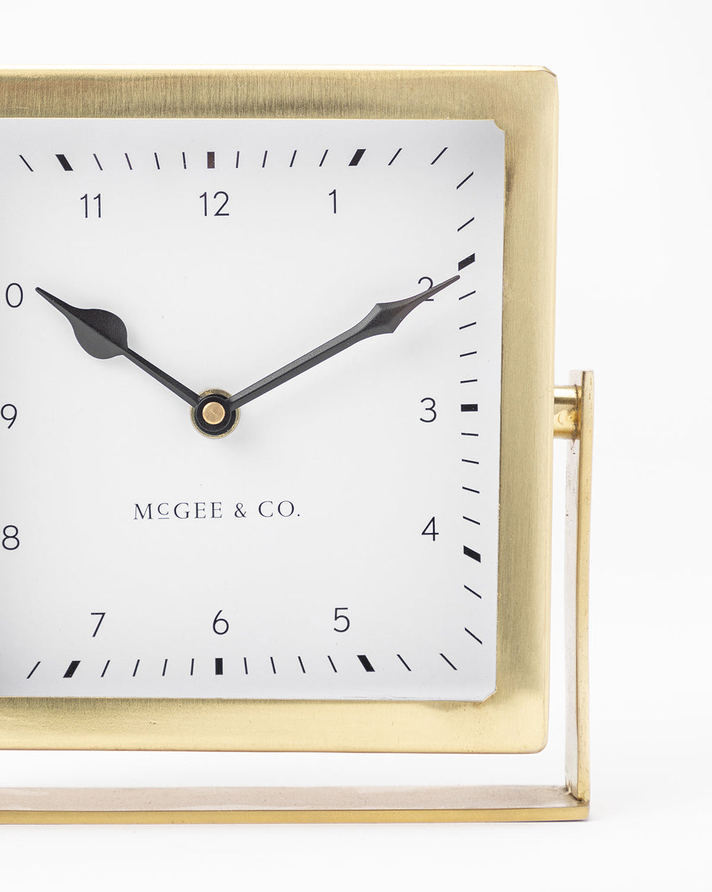 Table Clock, Small Gold-Hue Design with Traditional Clock Arms and Swing Arms for Bedside Nightstand Time Display image 3