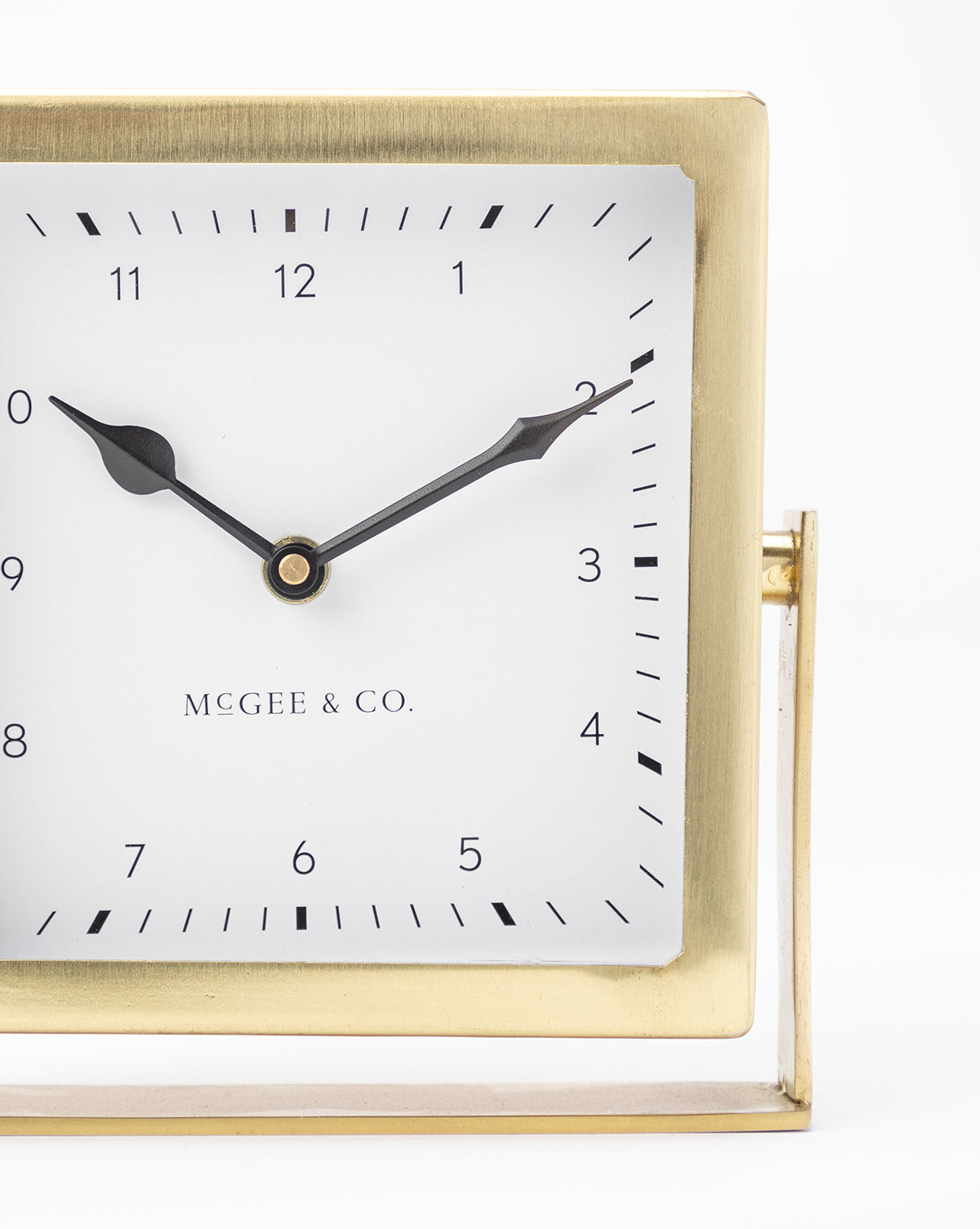 Table Clock, Small Gold-Hue Design with Traditional Clock Arms and Swing Arms for Bedside Nightstand Time Display image 3