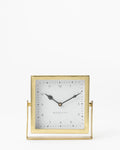 Table Clock, Small Gold-Hue Design with Traditional Clock Arms and Swing Arms for Bedside Nightstand Time Display image 2