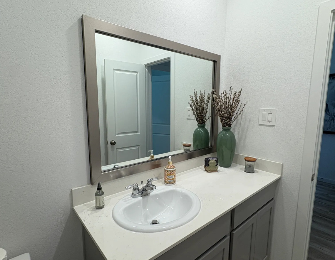 Mirror Frame Kit, Highline Satin Nickel Slim, MDF Construction for Bathroom Vanity Mirrors and Home Mirror Framing, 12 Size Options image 5