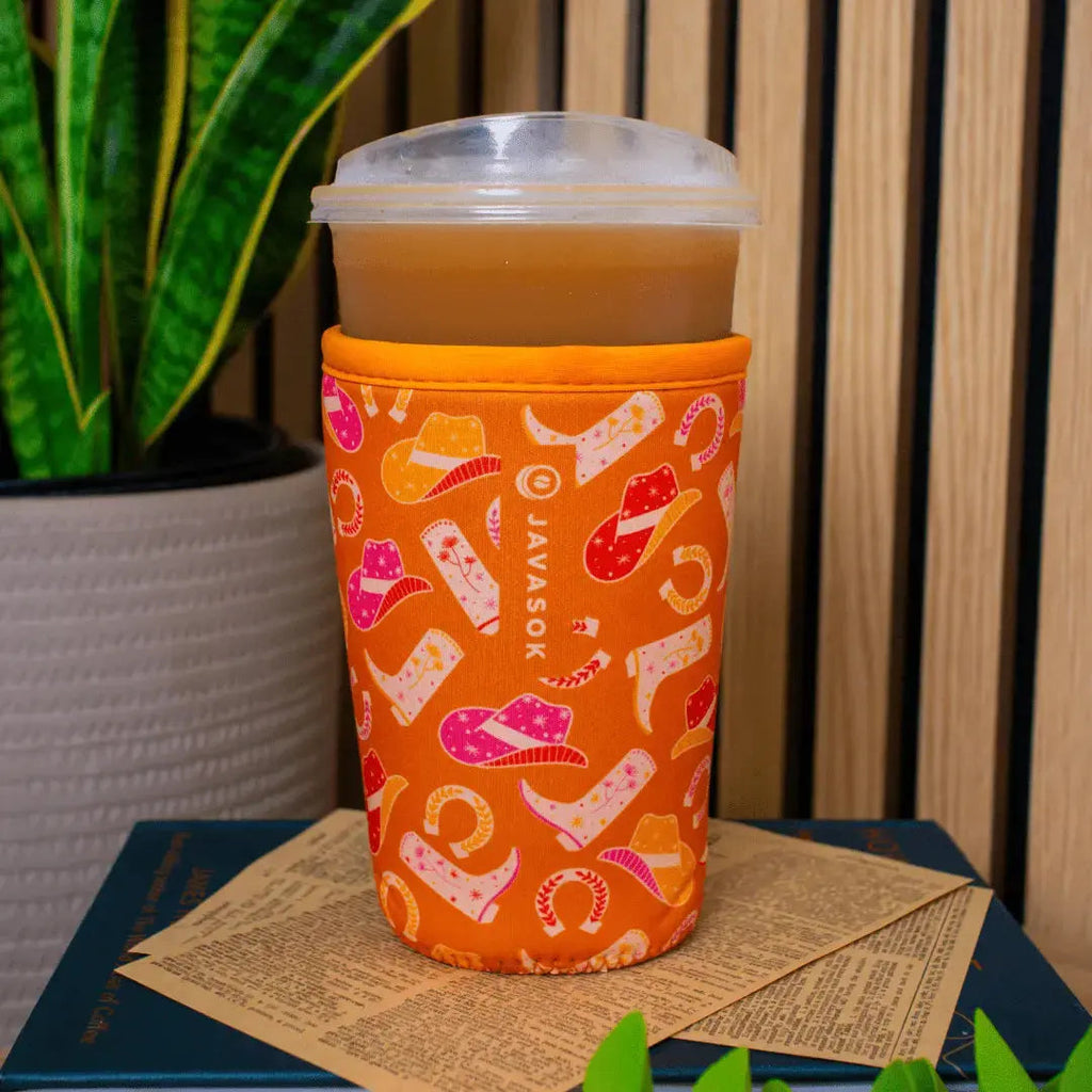 Reusable Cup Sleeve, Cowgirl Couture, Neoprene Construction for Iced Coffee, Cold Drinks and Condensation Control, 5 Size Options image 2