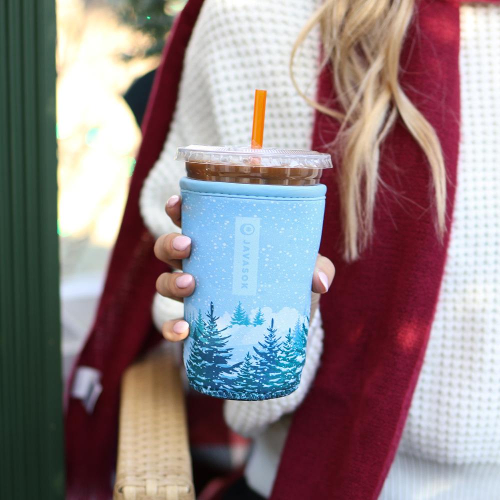 Reusable Cup Sleeve, Winter Wonderland, Neoprene Construction for Iced Coffee, Cold Drinks and Condensation Control, 2 Size Options image 2