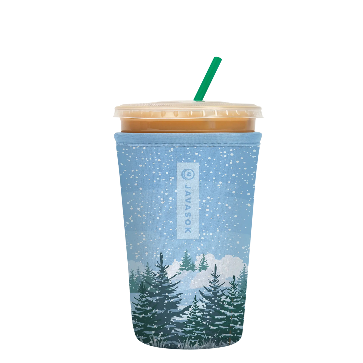 Reusable Cup Sleeve, Winter Wonderland, Neoprene Construction for Iced Coffee, Cold Drinks and Condensation Control, 2 Size Options image 1