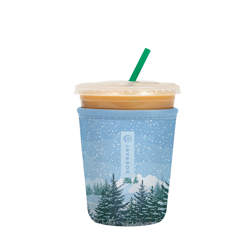 Reusable Cup Sleeve, Winter Wonderland, Neoprene Construction for Iced Coffee, Cold Drinks and Condensation Control, 2 Size Options image 5