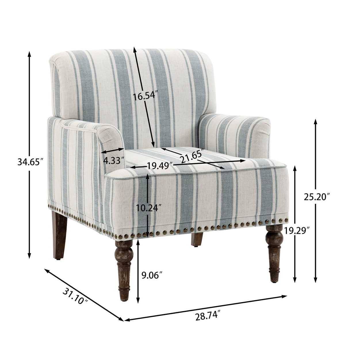 Upholstered Armchair, Pure Linen Upholstery, High-Density Foam for Bedroom Seating, Living Rooms and Home Study Spaces, 13 Color Options image 22