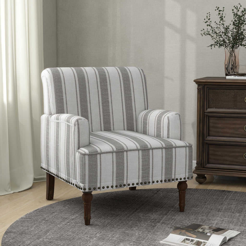 Upholstered Armchair, Pure Linen Upholstery, High-Density Foam for Bedroom Seating, Living Rooms and Home Study Spaces, 13 Color Options image 5