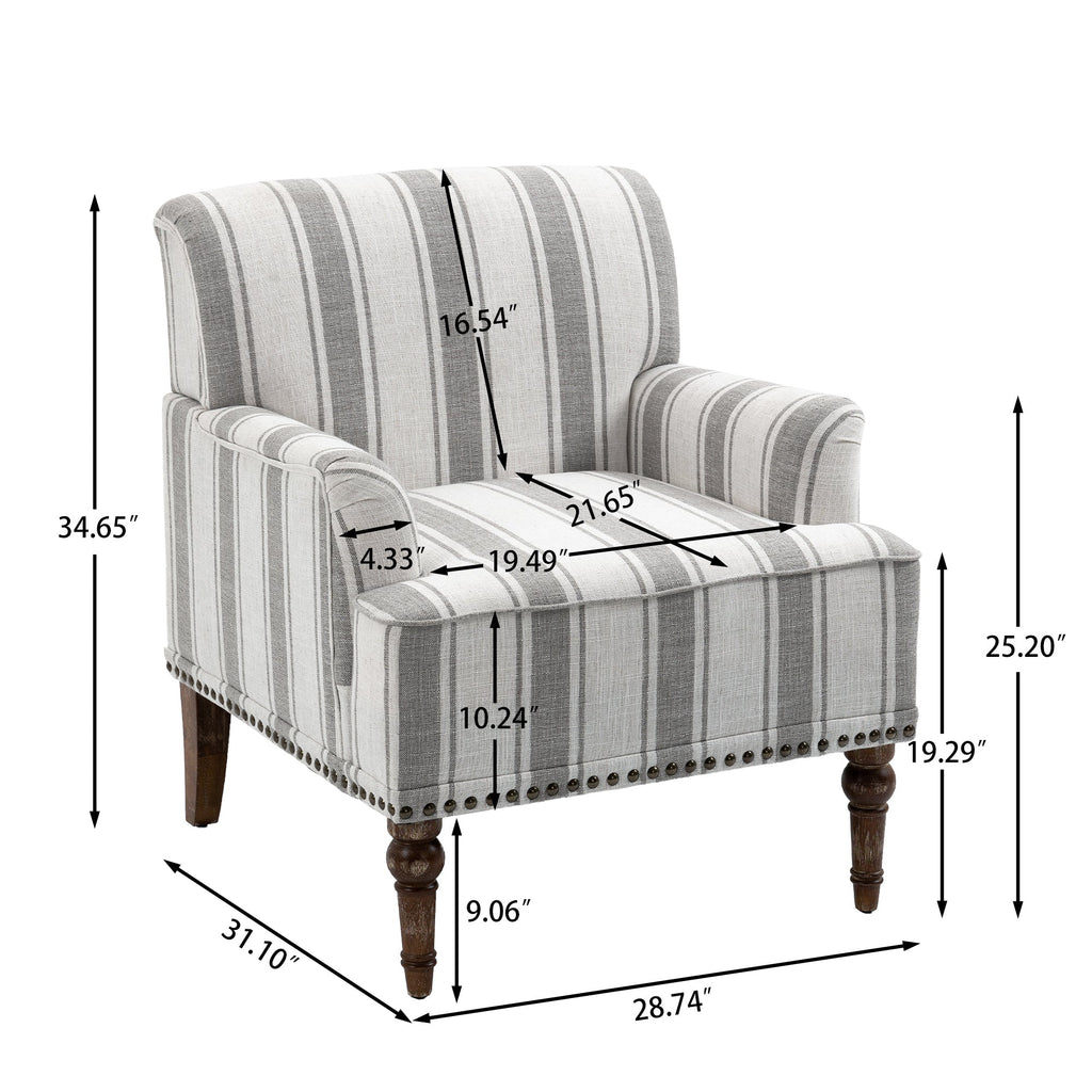 Upholstered Armchair, Pure Linen Upholstery, High-Density Foam for Bedroom Seating, Living Rooms and Home Study Spaces, 13 Color Options image 3
