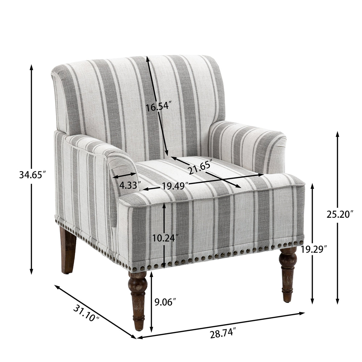 Upholstered Armchair, Pure Linen Upholstery, High-Density Foam for Bedroom Seating, Living Rooms and Home Study Spaces, 13 Color Options image 3