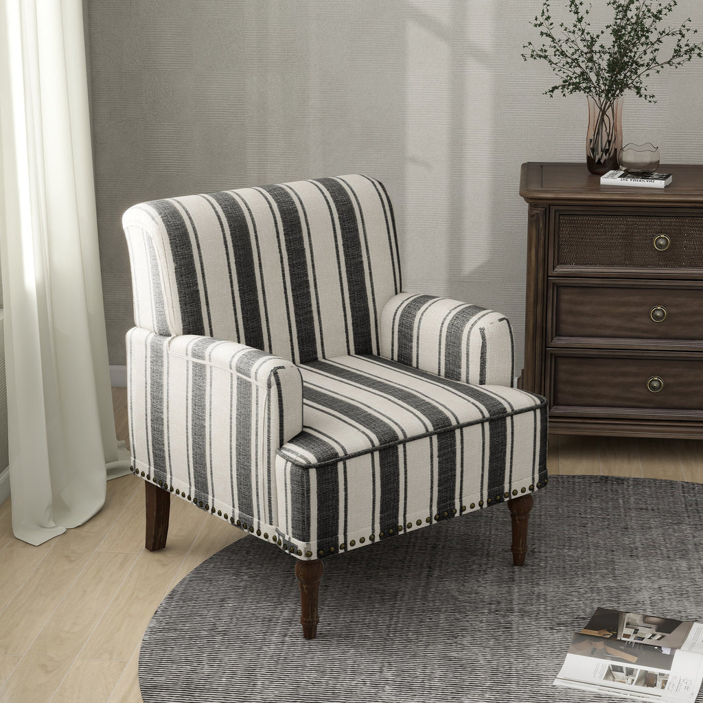 Upholstered Armchair, Pure Linen Upholstery, High-Density Foam for Bedroom Seating, Living Rooms and Home Study Spaces, 13 Color Options image 17