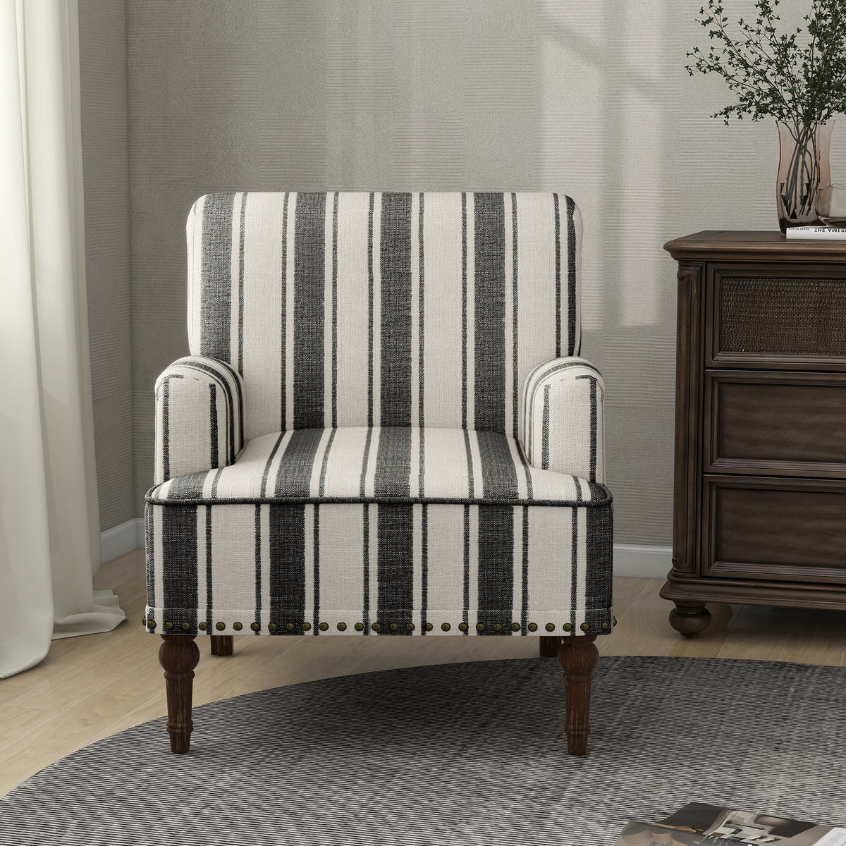 Upholstered Armchair, Pure Linen Upholstery, High-Density Foam for Bedroom Seating, Living Rooms and Home Study Spaces, 13 Color Options image 18