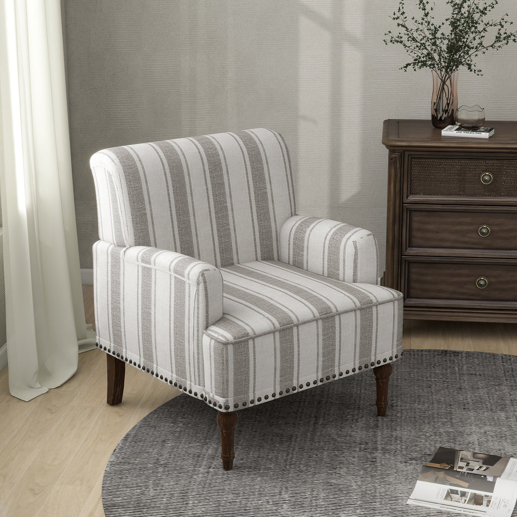 Upholstered Armchair, Pure Linen Upholstery, High-Density Foam for Bedroom Seating, Living Rooms and Home Study Spaces, 13 Color Options image 35