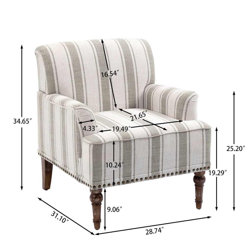 Upholstered Armchair, Pure Linen Upholstery, High-Density Foam for Bedroom Seating, Living Rooms and Home Study Spaces, 13 Color Options image 31