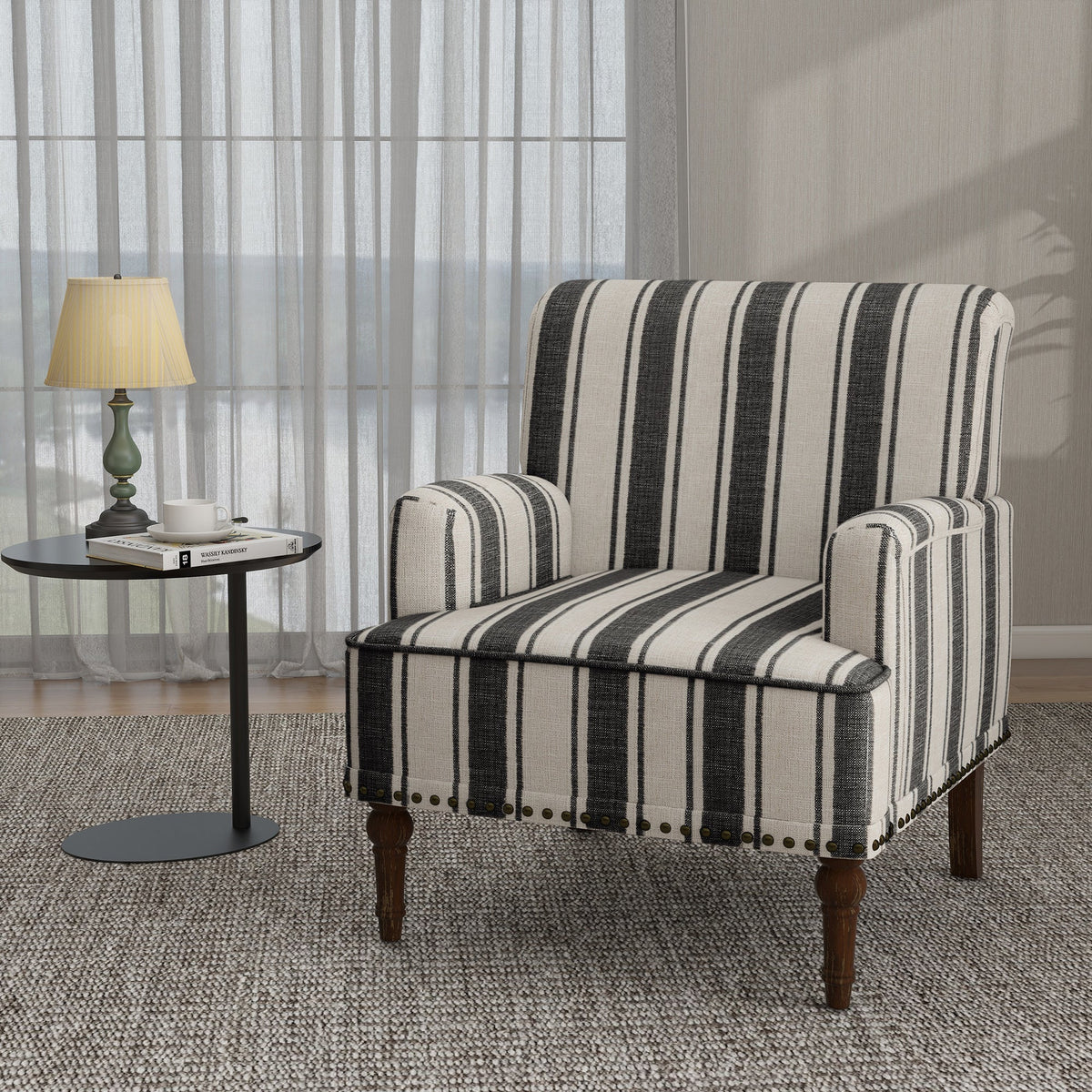 Upholstered Armchair, Pure Linen Upholstery, High-Density Foam for Bedroom Seating, Living Rooms and Home Study Spaces, 13 Color Options image 14
