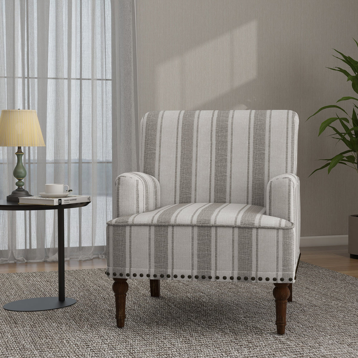 Upholstered Armchair, Pure Linen Upholstery, High-Density Foam for Bedroom Seating, Living Rooms and Home Study Spaces, 13 Color Options image 37
