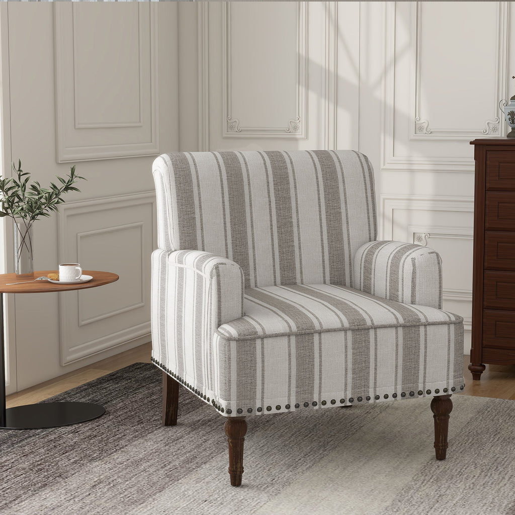 Upholstered Armchair, Pure Linen Upholstery, High-Density Foam for Bedroom Seating, Living Rooms and Home Study Spaces, 13 Color Options image 38