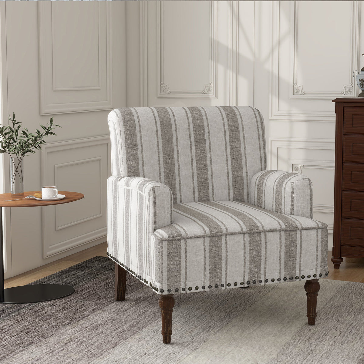 Upholstered Armchair, Pure Linen Upholstery, High-Density Foam for Bedroom Seating, Living Rooms and Home Study Spaces, 13 Color Options image 38