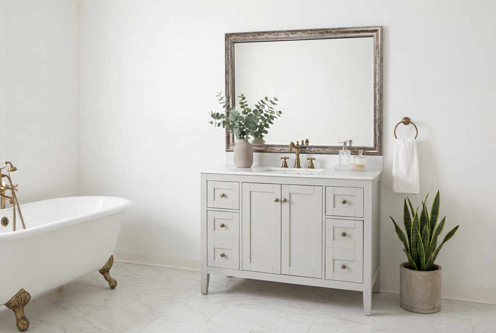 Mirror Frame Kit, Grandezza Aged Silver for Bathroom Vanity Mirrors and Home Mirror Framing, 12 Size Options image 4