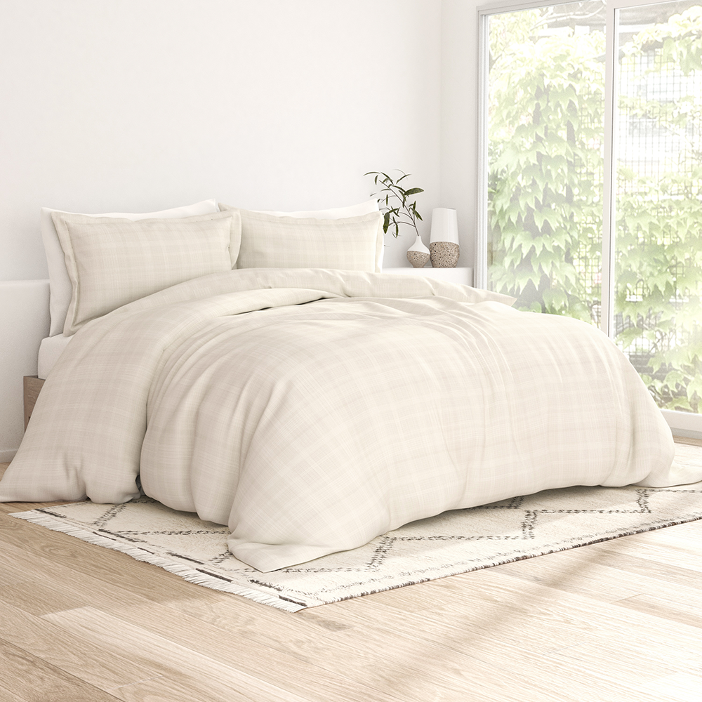 Duvet Cover Set, Thatch Pattern 3 Piece for Guest Rooms and Everyday Bedroom Styling, 3 Sizes and 4 Colors image 5