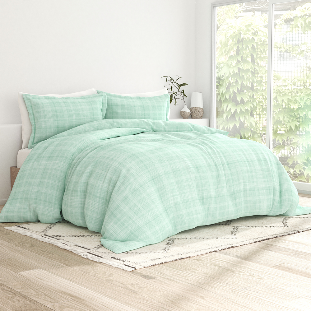 Duvet Cover Set, Thatch Pattern 3 Piece for Guest Rooms and Everyday Bedroom Styling, 3 Sizes and 4 Colors image 7