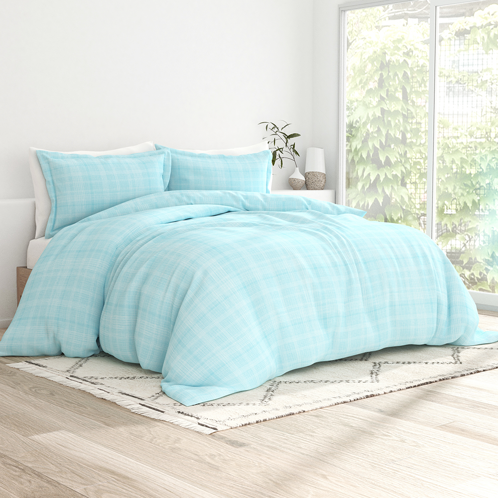 Duvet Cover Set, Thatch Pattern 3 Piece for Guest Rooms and Everyday Bedroom Styling, 3 Sizes and 4 Colors image 8