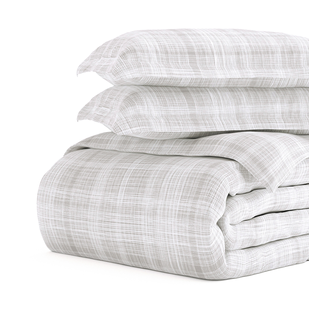 Duvet Cover Set, Thatch Pattern 3 Piece for Guest Rooms and Everyday Bedroom Styling, 3 Sizes and 4 Colors image 18