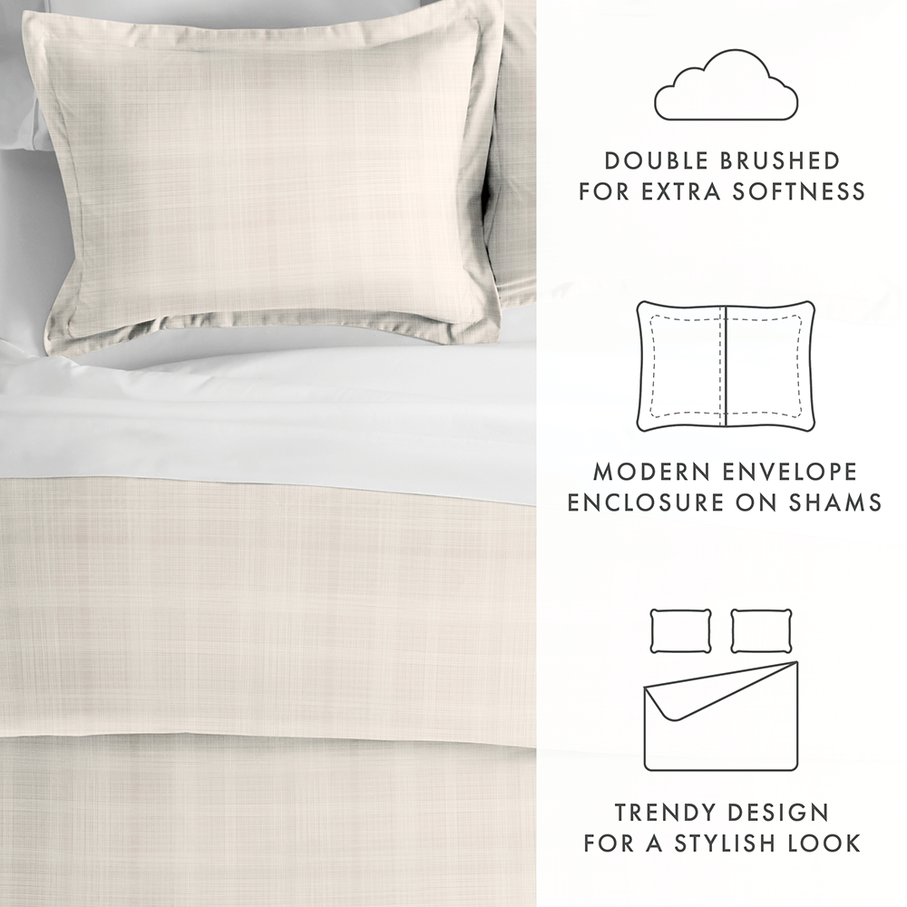 Duvet Cover Set, Thatch Pattern 3 Piece for Guest Rooms and Everyday Bedroom Styling, 3 Sizes and 4 Colors image 29