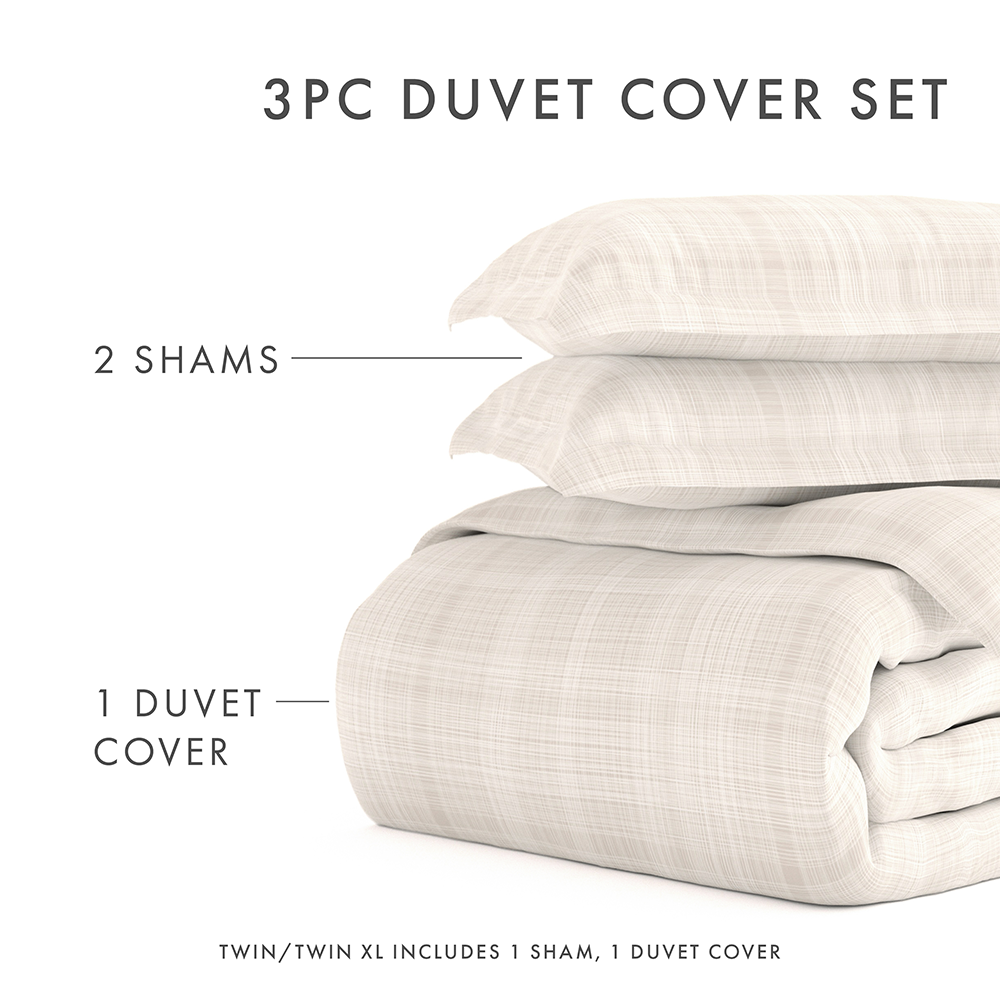 Duvet Cover Set, Thatch Pattern 3 Piece for Guest Rooms and Everyday Bedroom Styling, 3 Sizes and 4 Colors image 41