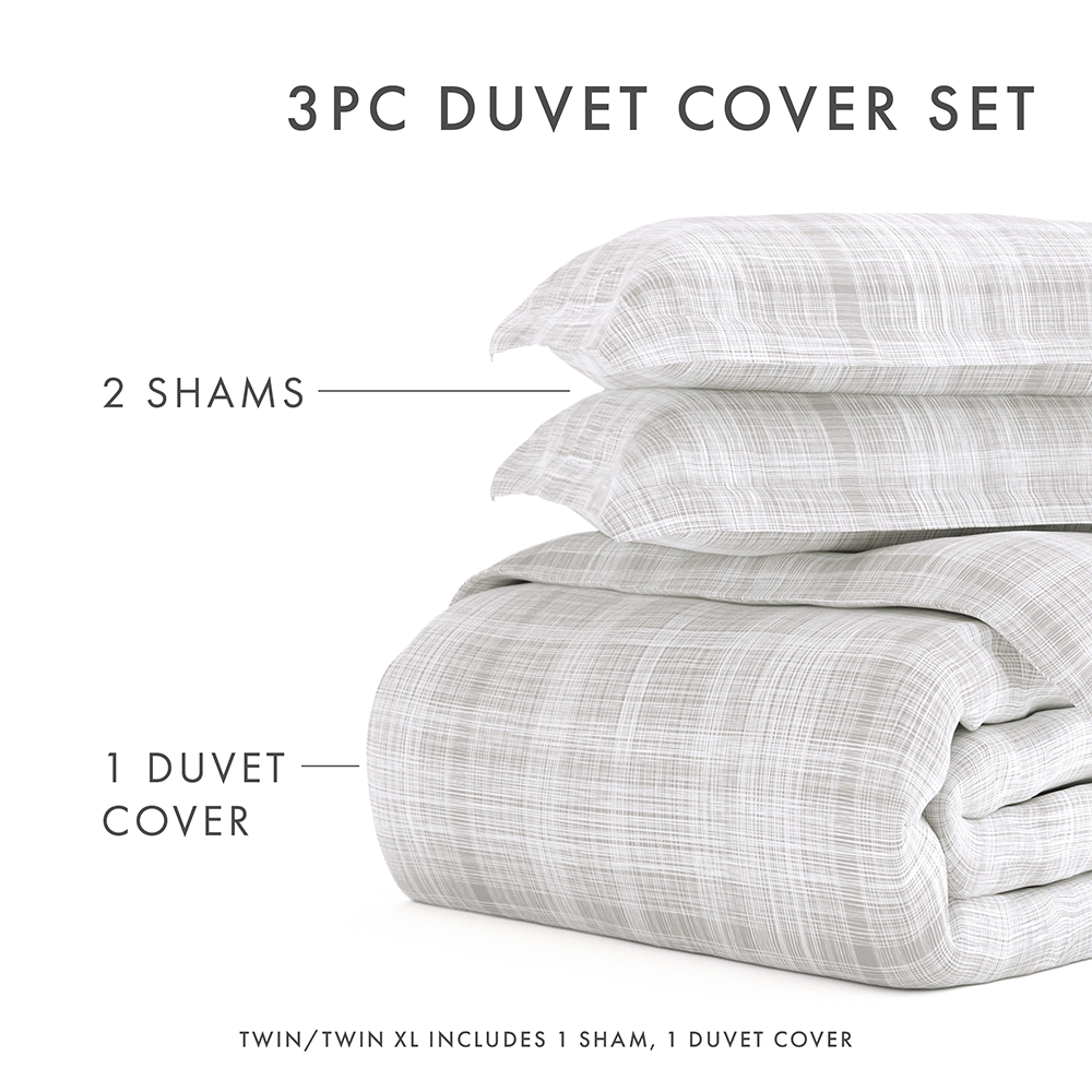 Duvet Cover Set, Thatch Pattern 3 Piece for Guest Rooms and Everyday Bedroom Styling, 3 Sizes and 4 Colors image 42
