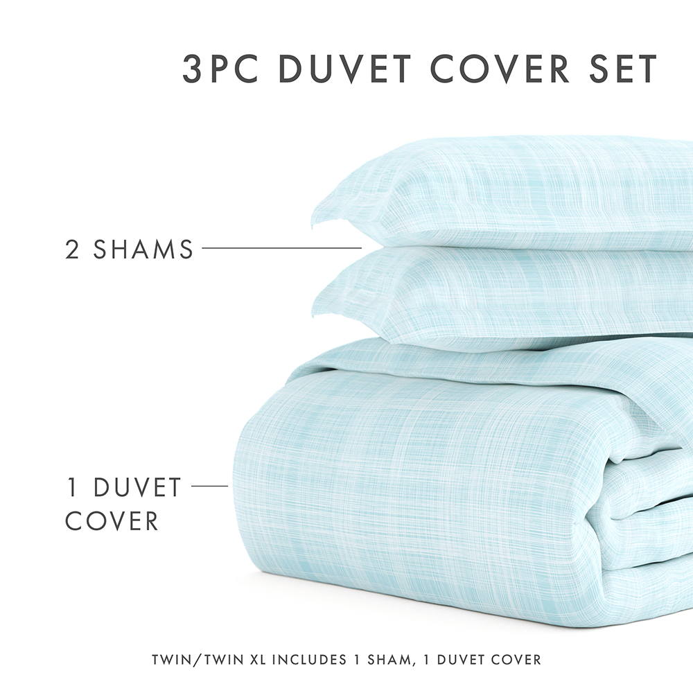 Duvet Cover Set, Thatch Pattern 3 Piece for Guest Rooms and Everyday Bedroom Styling, 3 Sizes and 4 Colors image 44