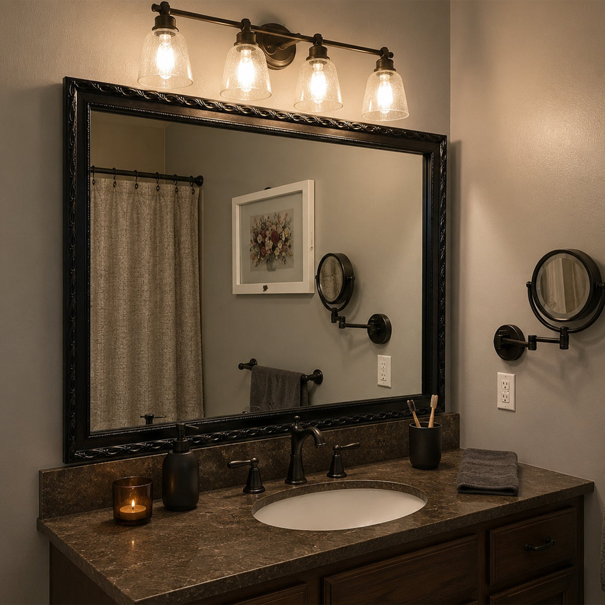 Mirror Frame Kit, Acadia Oiled Bronze for Bathroom Vanity Mirrors and Home Mirror Framing, 12 Size Options image 2