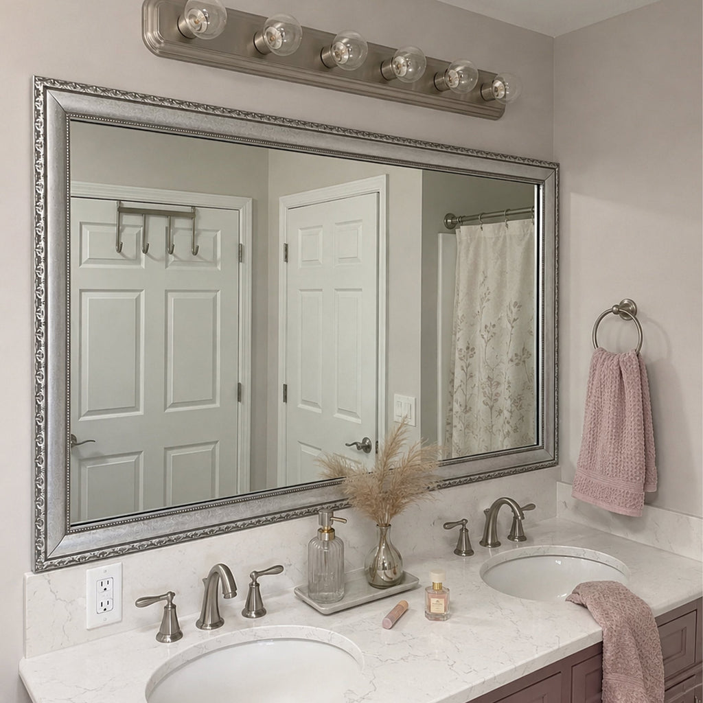 Mirror Frame Kit, Bellemeade Vintage Silver for Bathroom Vanity Mirrors and Home Mirror Framing, 12 Size Options image 3
