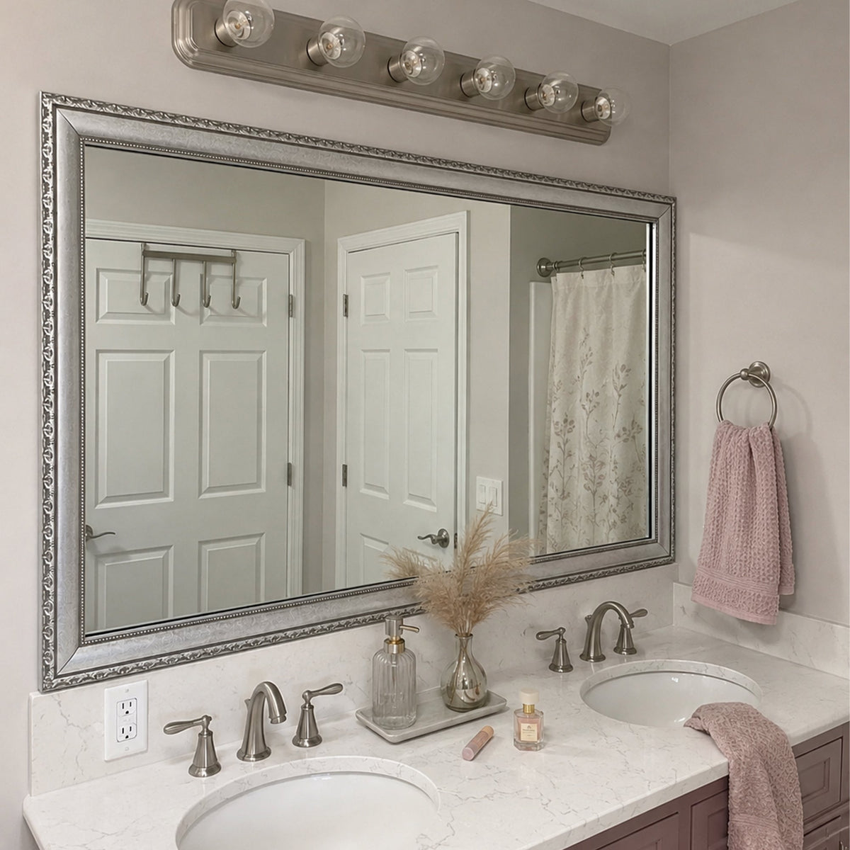 Mirror Frame Kit, Bellemeade Vintage Silver for Bathroom Vanity Mirrors and Home Mirror Framing, 12 Size Options image 3