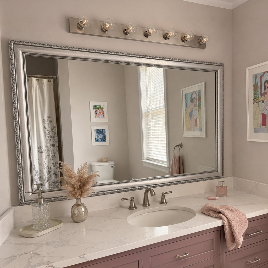 Mirror Frame Kit, Bellemeade Vintage Silver for Bathroom Vanity Mirrors and Home Mirror Framing, 12 Size Options image 6