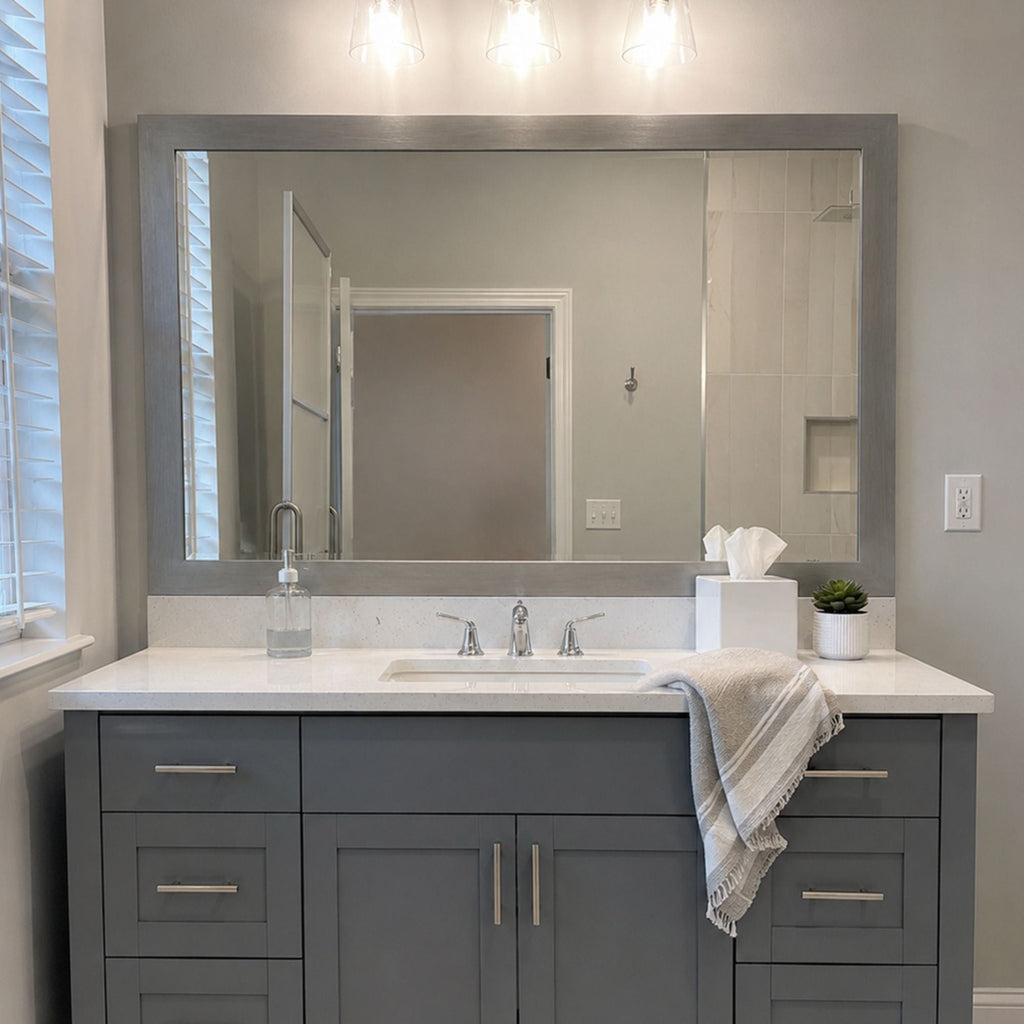 Mirror Frame Kit, Broadway Brushed Chrome, MDF Construction for Bathroom Vanity Mirrors and Home Mirror Framing, 12 Size Options image 3