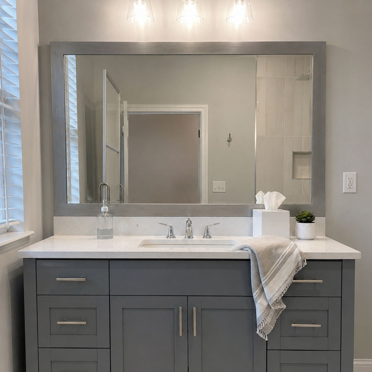 Mirror Frame Kit, Broadway Brushed Chrome, MDF Construction for Bathroom Vanity Mirrors and Home Mirror Framing, 12 Size Options image 3