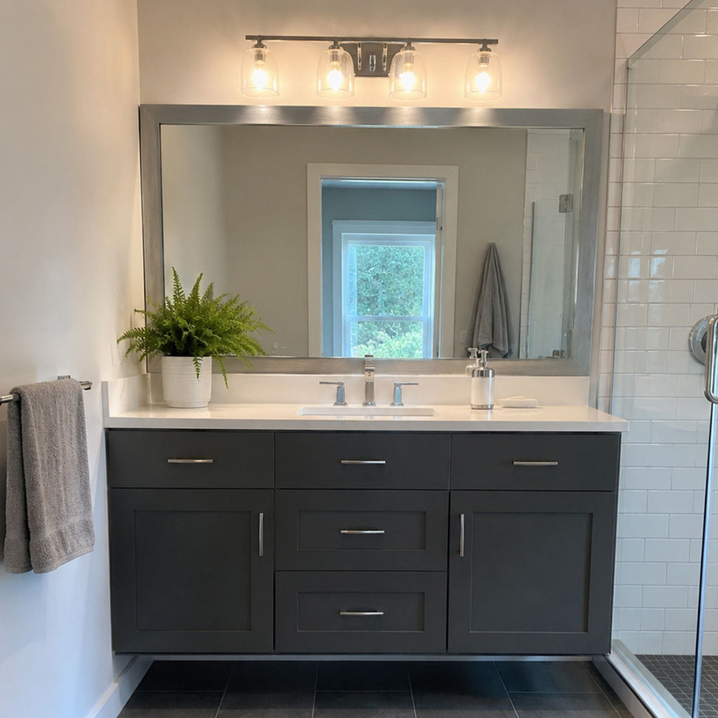 Mirror Frame Kit, Broadway Brushed Chrome, MDF Construction for Bathroom Vanity Mirrors and Home Mirror Framing, 12 Size Options image 5