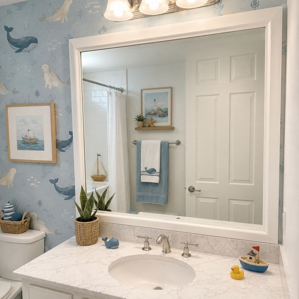 Mirror Frame Kit, Chelsea Classic White, MDF Construction for Bathroom Vanity Mirrors and Home Mirror Framing, 12 Size Options image 3